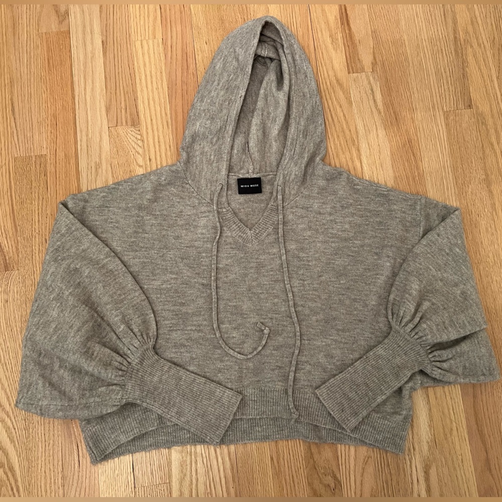 Cropped hooded sweater size small. Like new.